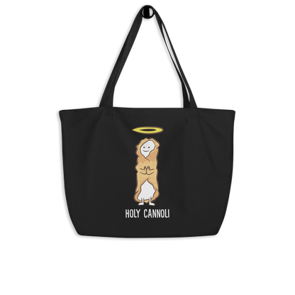 Holy Cannoli Cartoon Large Tote Bag: Deliciously Playful Fashion - Cultural Symbol Carryall
