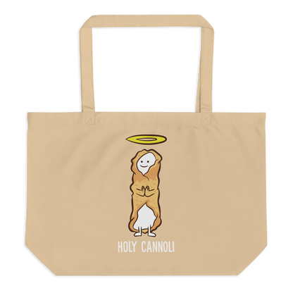 Holy Cannoli Cartoon Large Tote Bag: Deliciously Playful Fashion - Cultural Symbol Carryall