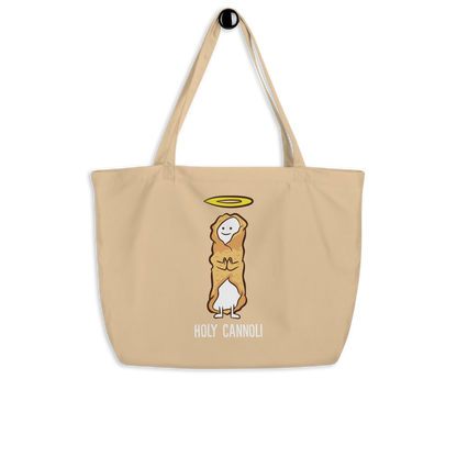 Holy Cannoli Cartoon Large Tote Bag: Deliciously Playful Fashion - Cultural Symbol Carryall