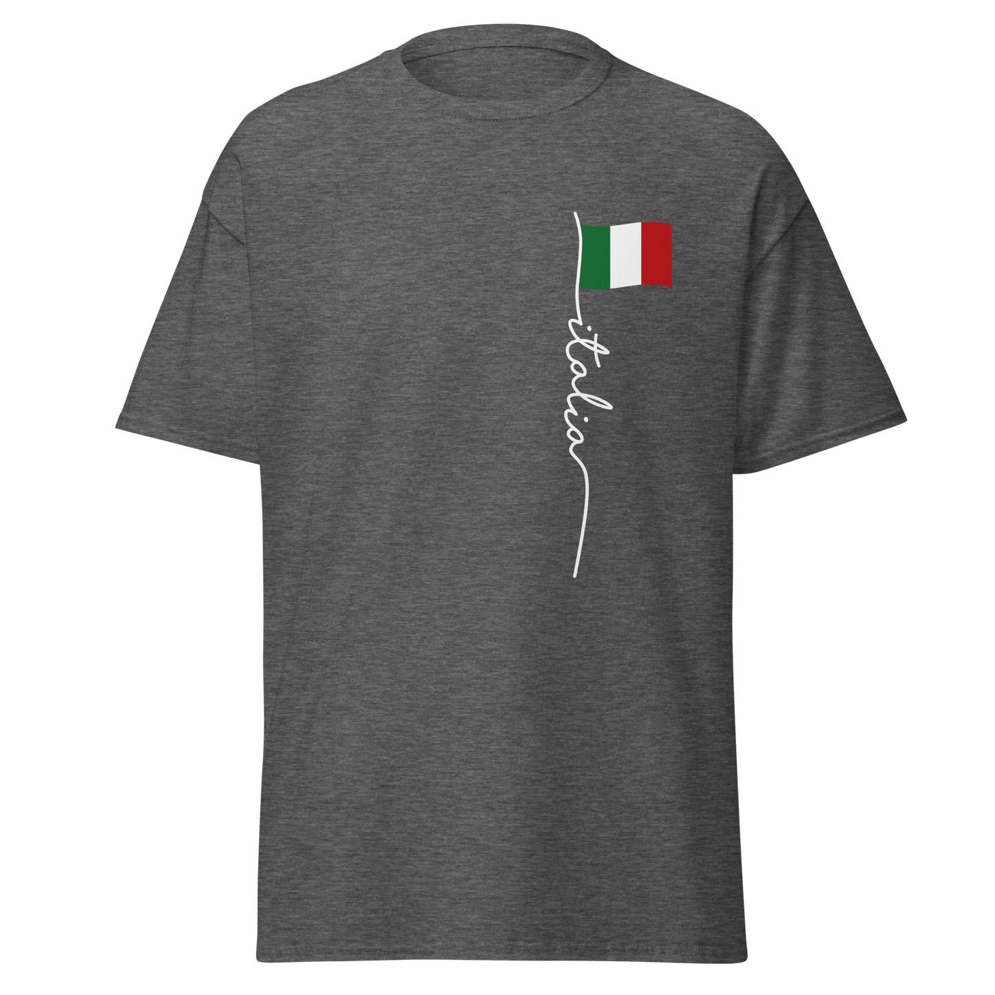 Italia Flag On My Heart T-Shirt: Classic Elegance for Italian Pride- Vintage Tee for Italians