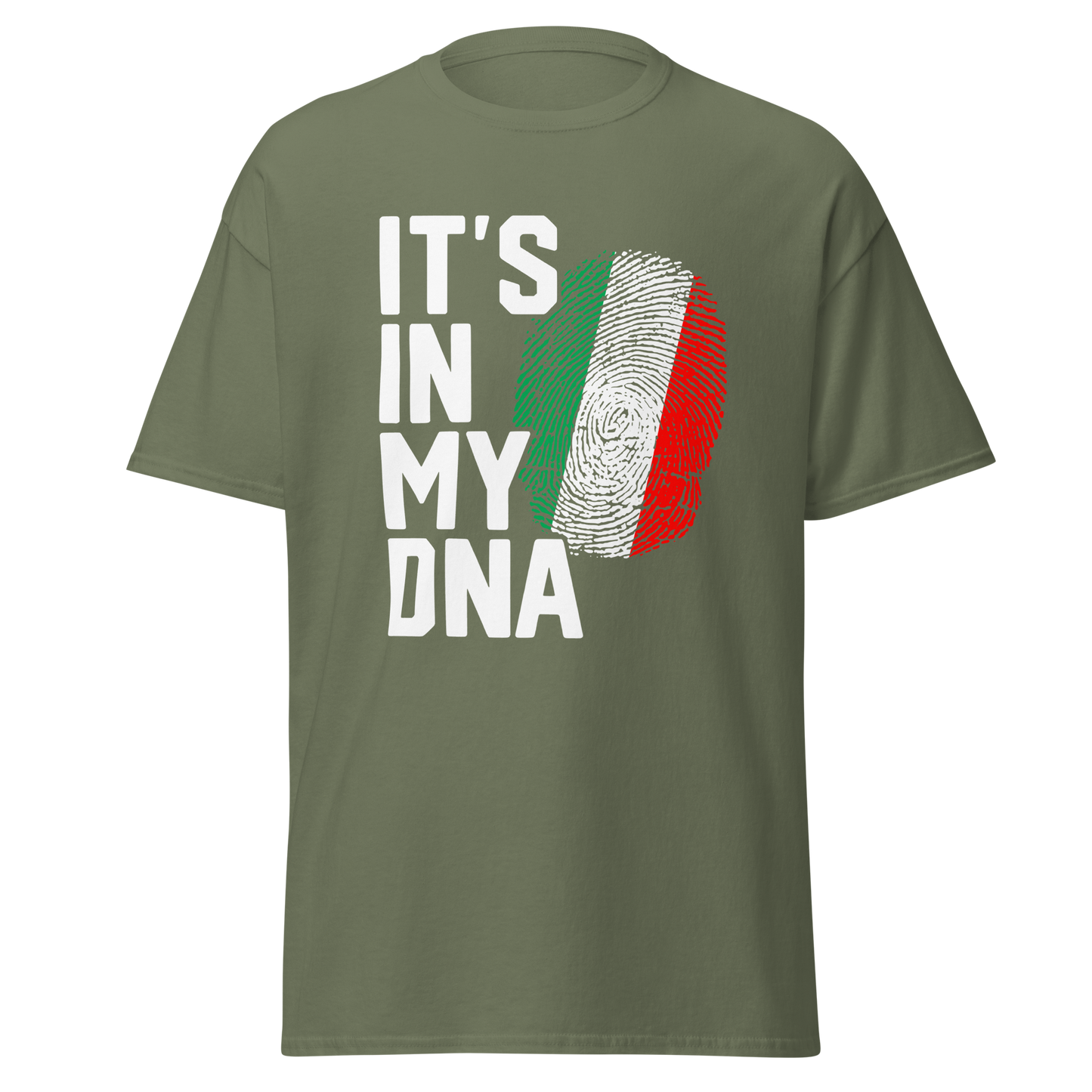 It's In My DNA Italian Flag Fingerprint T-Shirt: Embrace Your Heritage in Style - Vintage Tee for Italians
