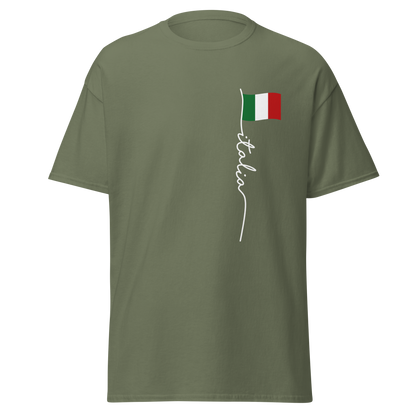 Italia Flag On My Heart T-Shirt: Classic Elegance for Italian Pride- Vintage Tee for Italians