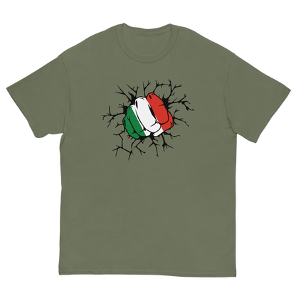Italian Pride meets Hulk Power: Italian Flag Hulk Smash Cartoon T-Shirt- Vintage Tee for Italians
