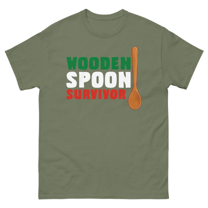 Wooden Spoon Survivor Humor Italian T-Shirt: Embrace the Culinary Adventures- Vintage Tee for Italians