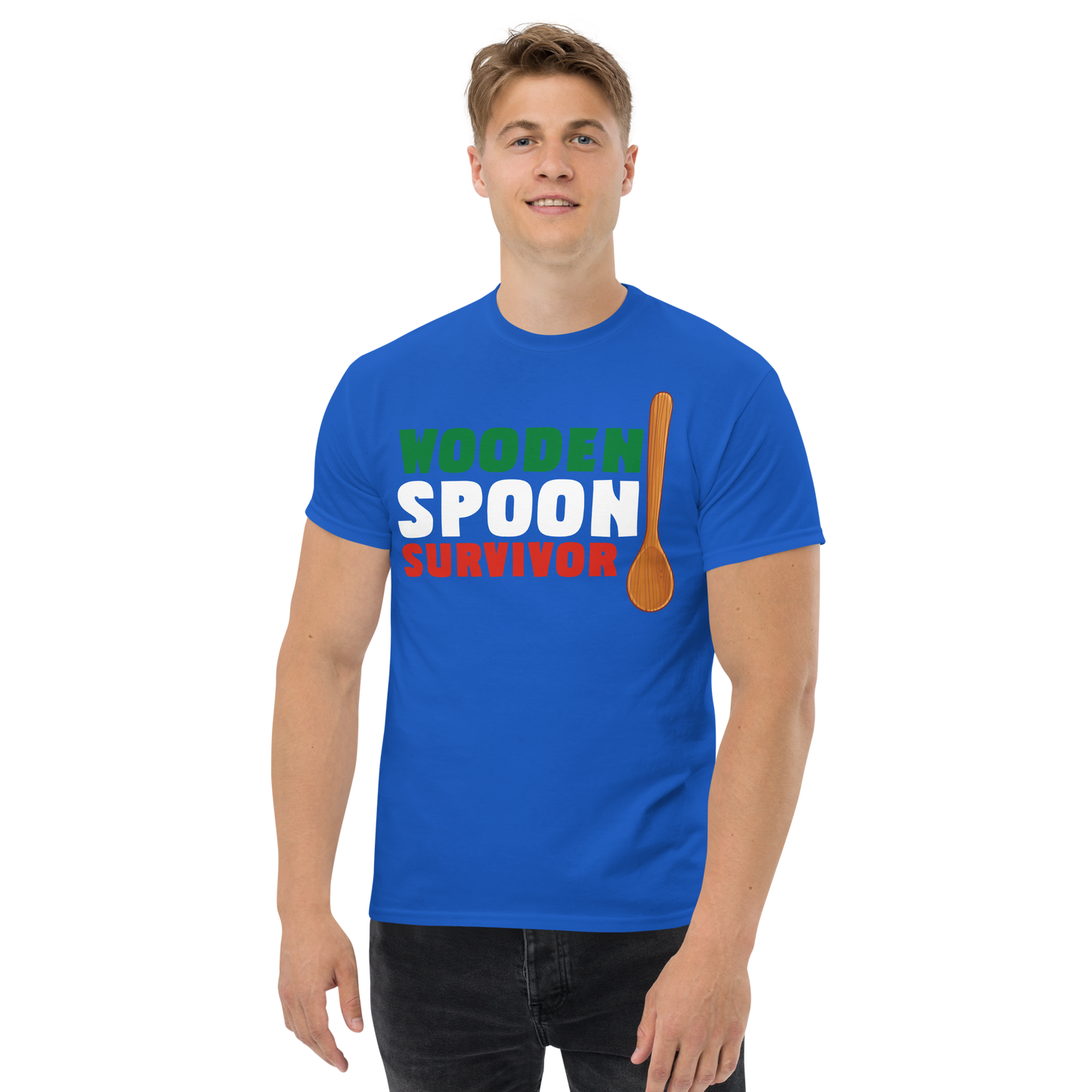 Wooden Spoon Survivor Humor Italian T-Shirt: Embrace the Culinary Adventures- Vintage Tee for Italians