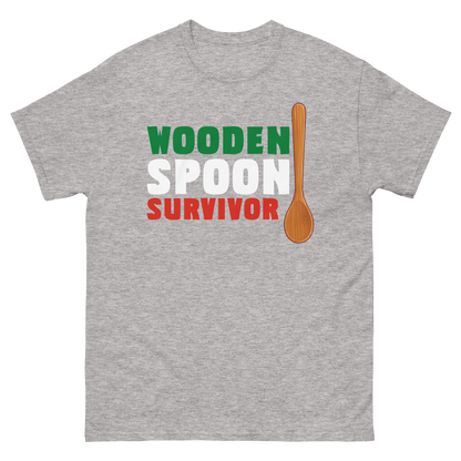 Wooden Spoon Survivor Humor Italian T-Shirt: Embrace the Culinary Adventures- Vintage Tee for Italians