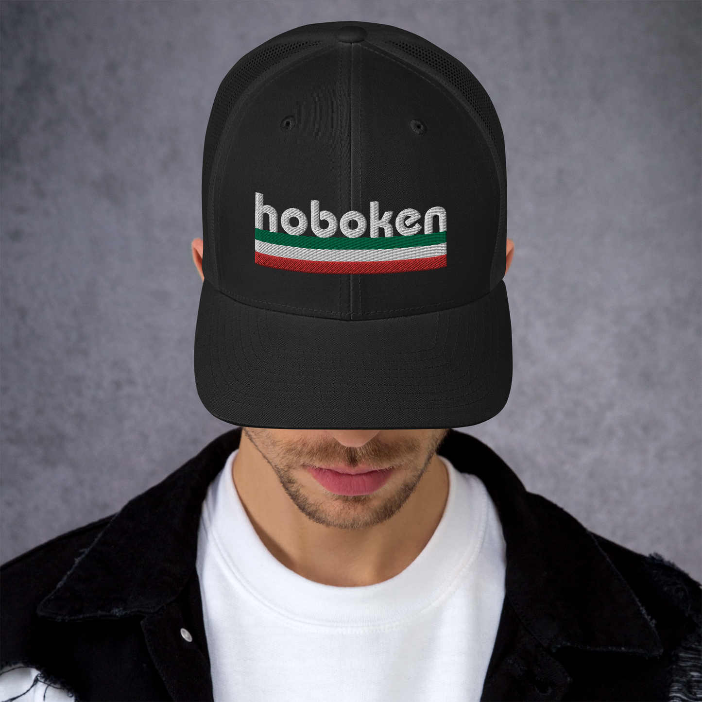Hoboken Italian Pride Trucker Hat- Stylish Urban Headwear with Italian Flair