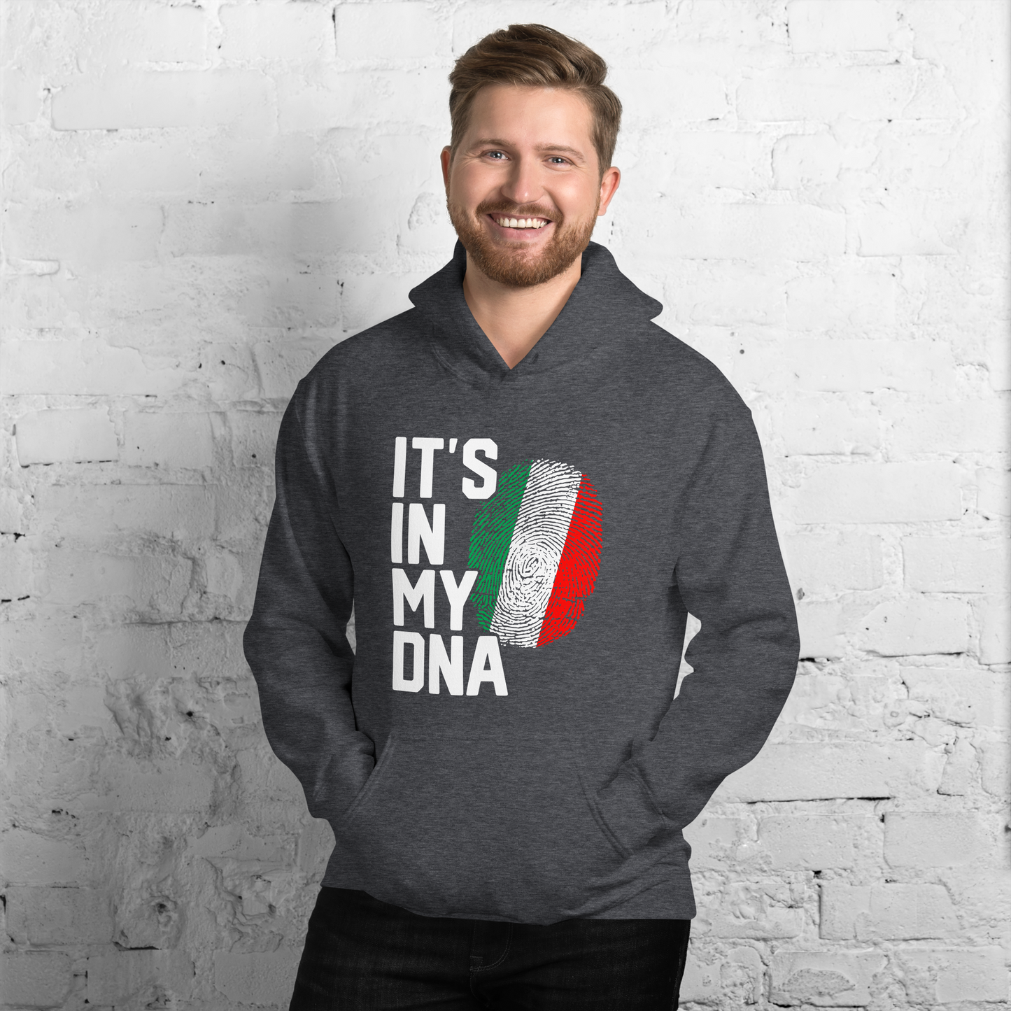 It's In My DNA Italian Flag Fingerprint Hoodie: Embrace Your Heritage in Style - Vintage Hoodie for Italians