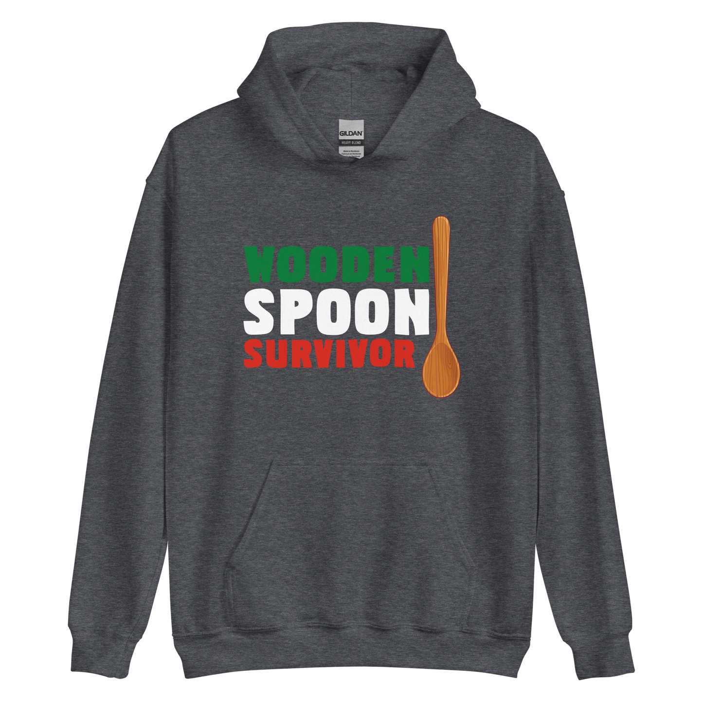 Wooden Spoon Survivor Humor Italian Hoodie Embrace the Culinary Adventures- Vintage Hoodie for Italians