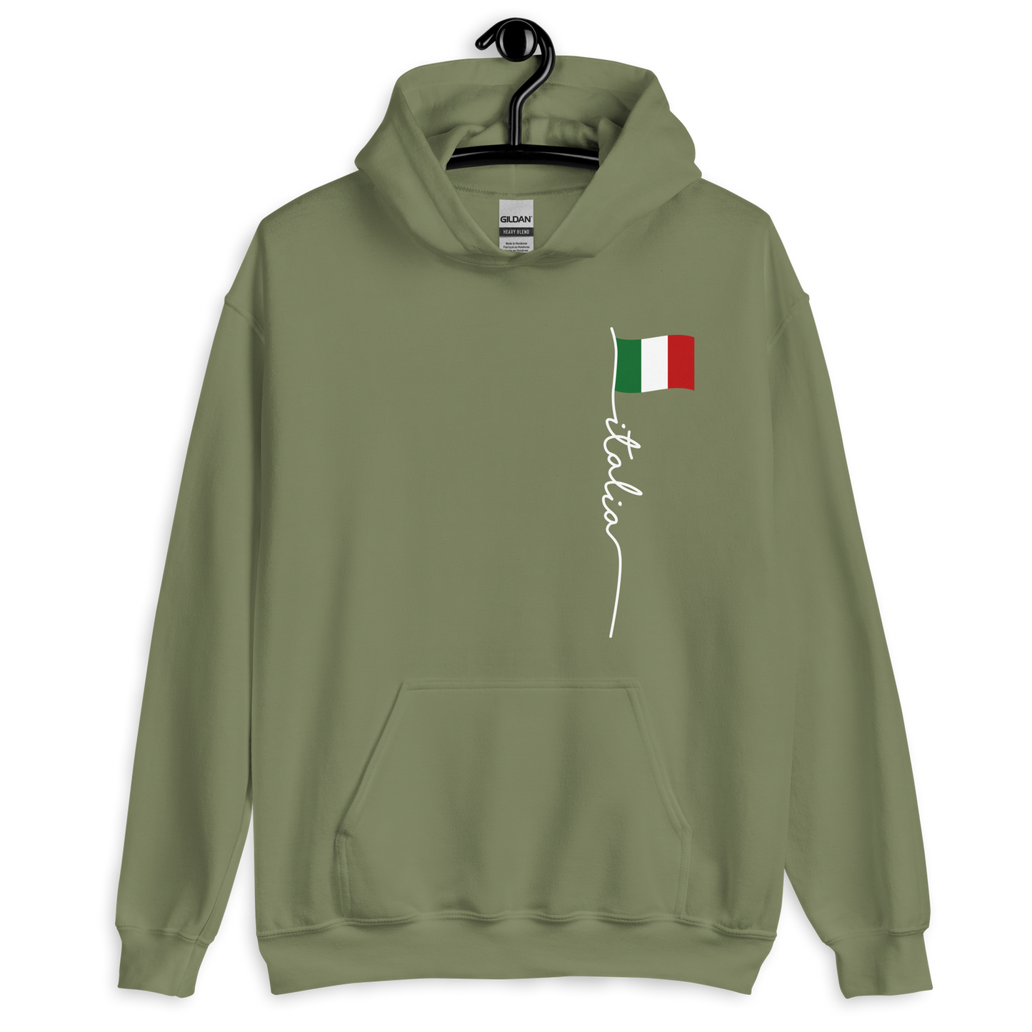 Italia Flag On My Heart Hoodie: Classic Elegance for Italian Pride- Vintage Hoodie for Italians