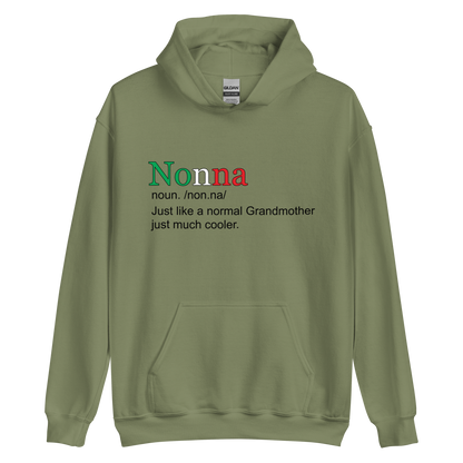 What Defines a Nonna: Cool Grandmother Hoodie: Celebrating Love, Wisdom, and Style Defined- Vintage Flag Hoodie for Italians