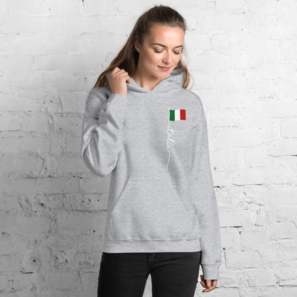 Italia Flag On My Heart Hoodie: Classic Elegance for Italian Pride- Vintage Hoodie for Italians