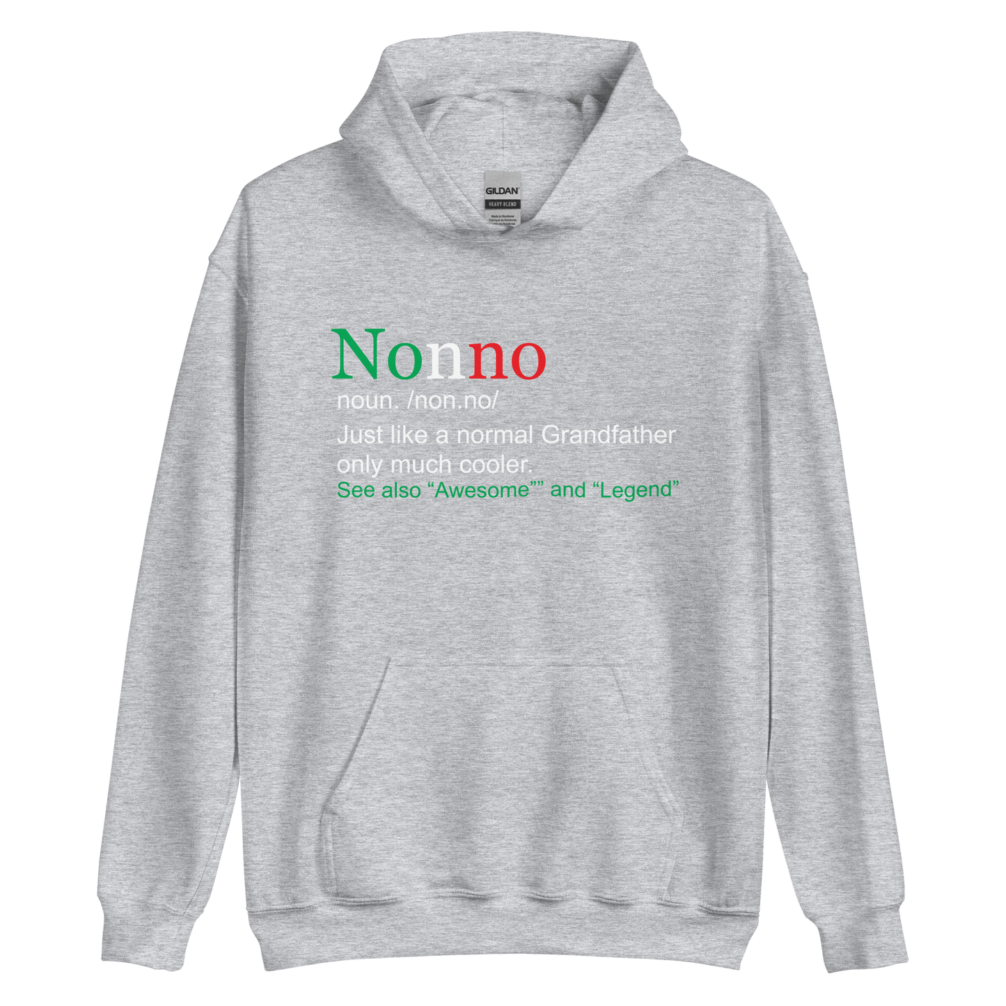 What Defines a Nonno: Cool Grandfather Hoodie: Celebrating Love, Wisdom, and Style Defined- Vintage Flag Hoodie for Italians